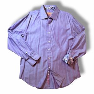 Robert Graham Purple Cotton Button-Down Shirt Dress Paisley Flip Cuffs Size XL